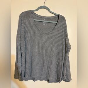 American Eagle Outfitters Soft & Sexy Gray Ribbed Long Sleeve Top